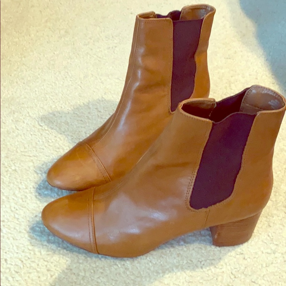 Tan leather booties